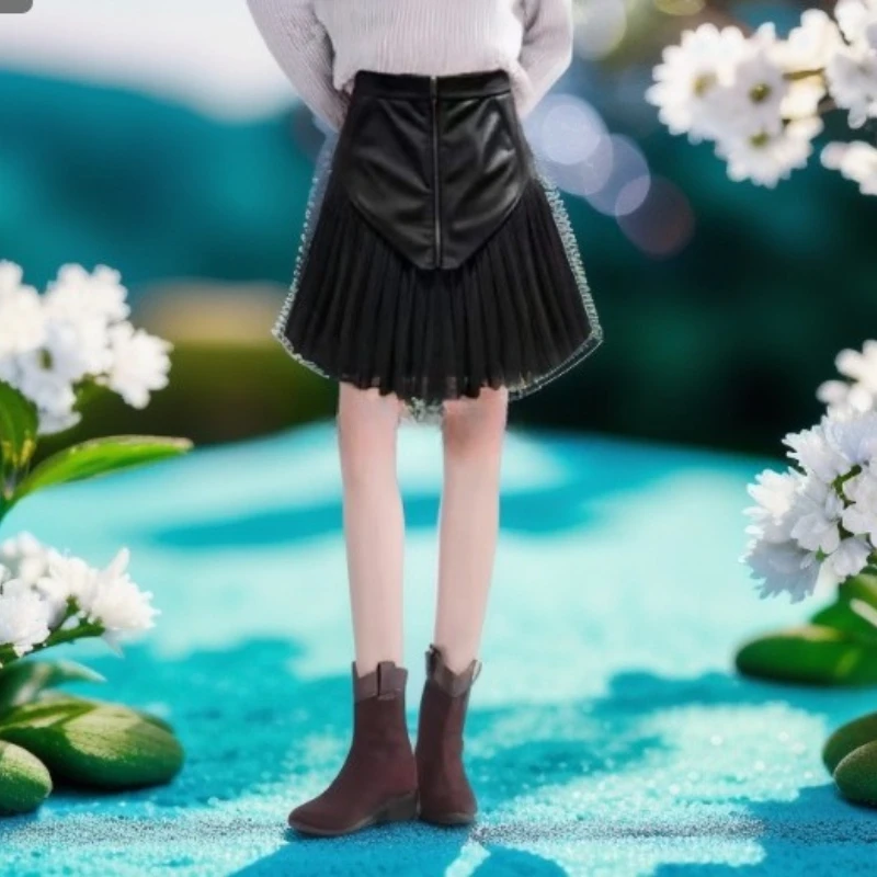 

Korean Version of Temperament Spice Girl Pleated Splicing Skirt Design Sense Fashion High Waist Beautiful Foreign Style Skirt