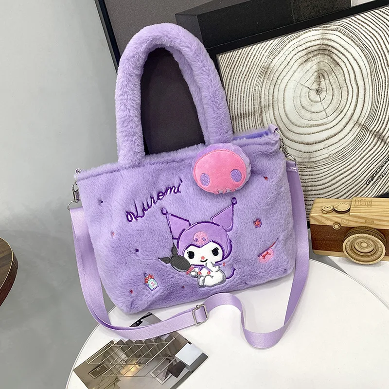 Sanrio Hello Kitty Kawaii Plush Bag Y2k Cinnamoroll Tote Handbag My Melody Plushie Storage Stuffed Toys Bags For Women Gifts