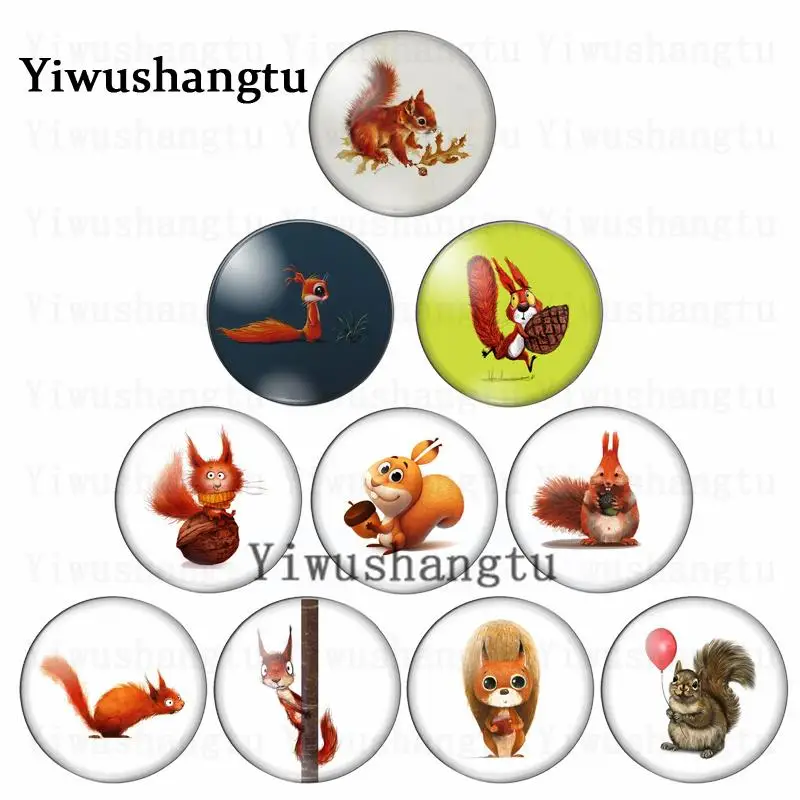 Cartoon naughty squirrel lovely animal 12mm/20mm/25mm/30mm Round photo glass cabochon demo flat back Making findings