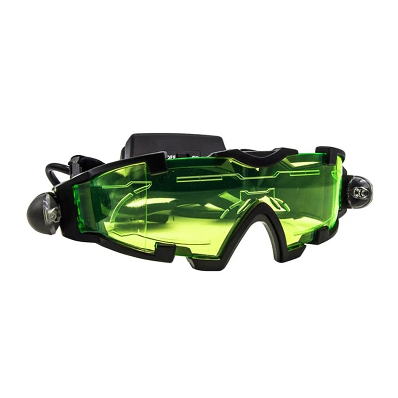 Ajustável LED Night Vision Motocicleta Goggles, Motorbike Racing, Caça Óculos, Óculos com Flip-Out Light, Windproof