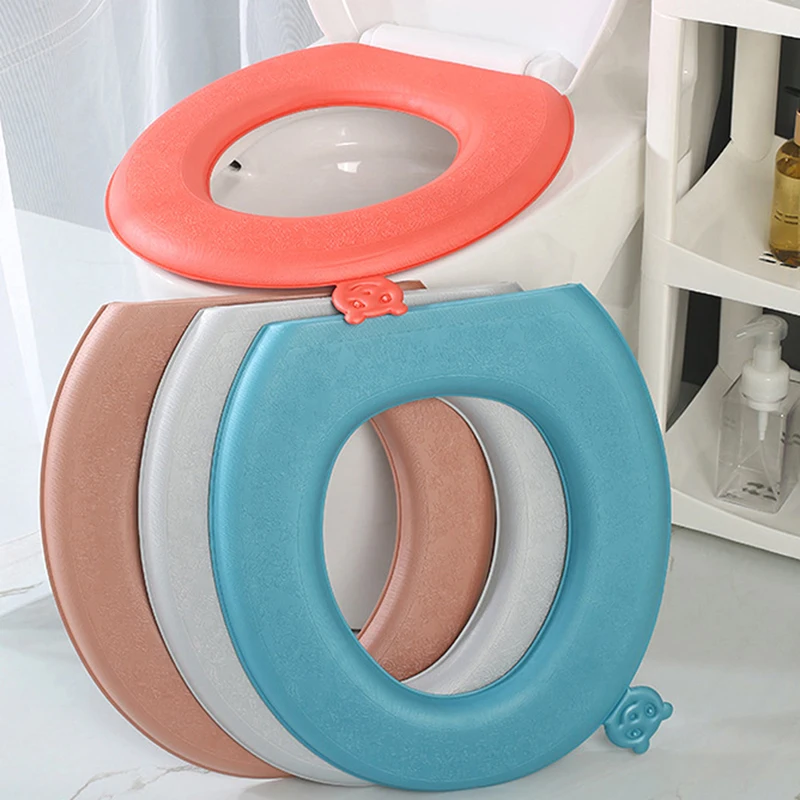 【F】1Pc EVA Waterproof Toilet Seat Cover Thickened Four Seasons Universal Toilet Seat Cushion Paste Type Toilet Cushion Accessory
