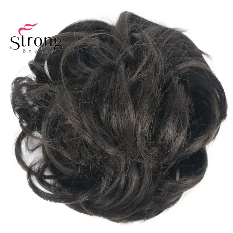 Scrunchies sintético bagunçado pedaço de cabelo uso diário donut chignon scrunchies falso elástico peruca loira marrom bun para mulher