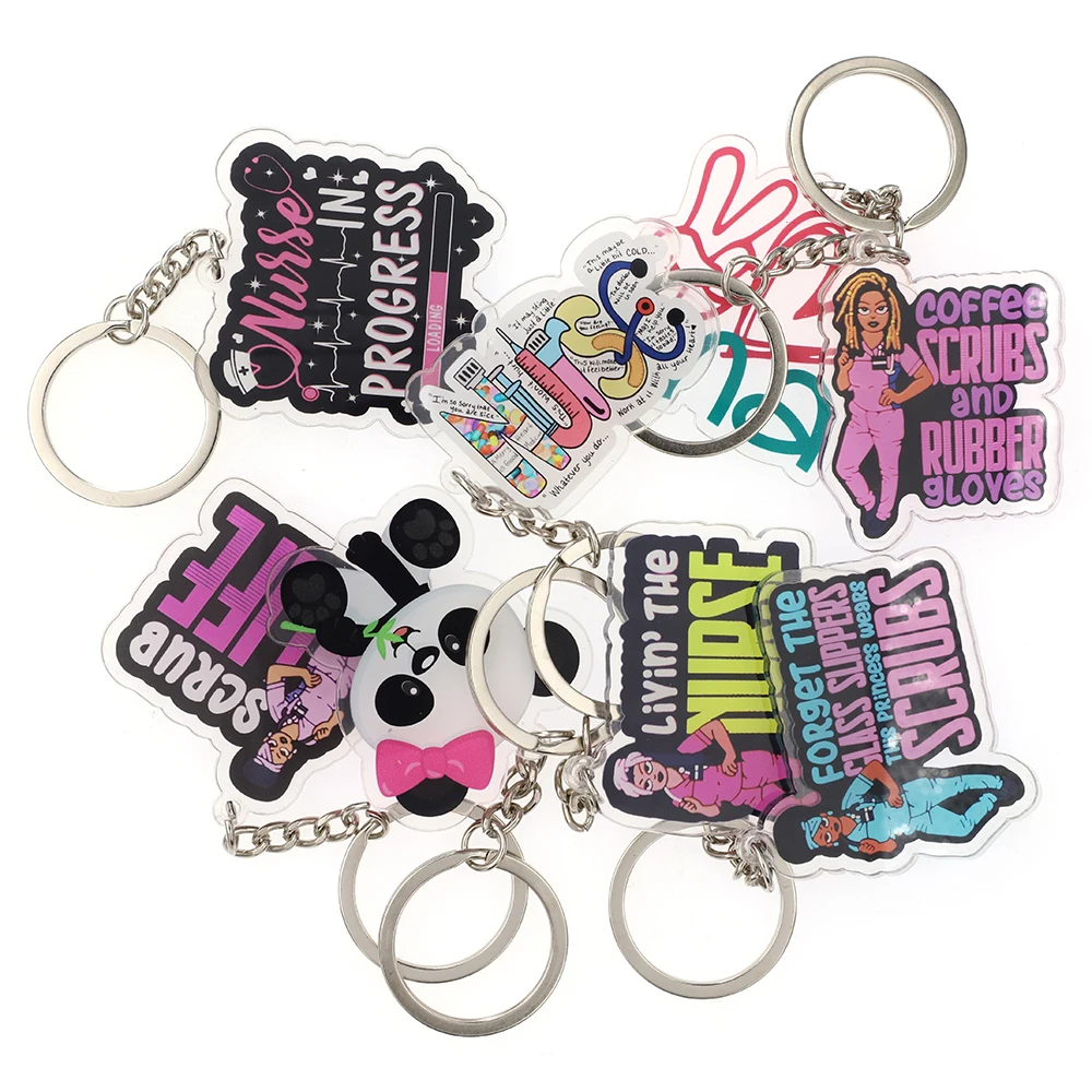 

10pcs/lot New Mix Style Keychain Medical Animal Scrub Life Key Ring Office Supply Nurse Accessories Gift Decoration