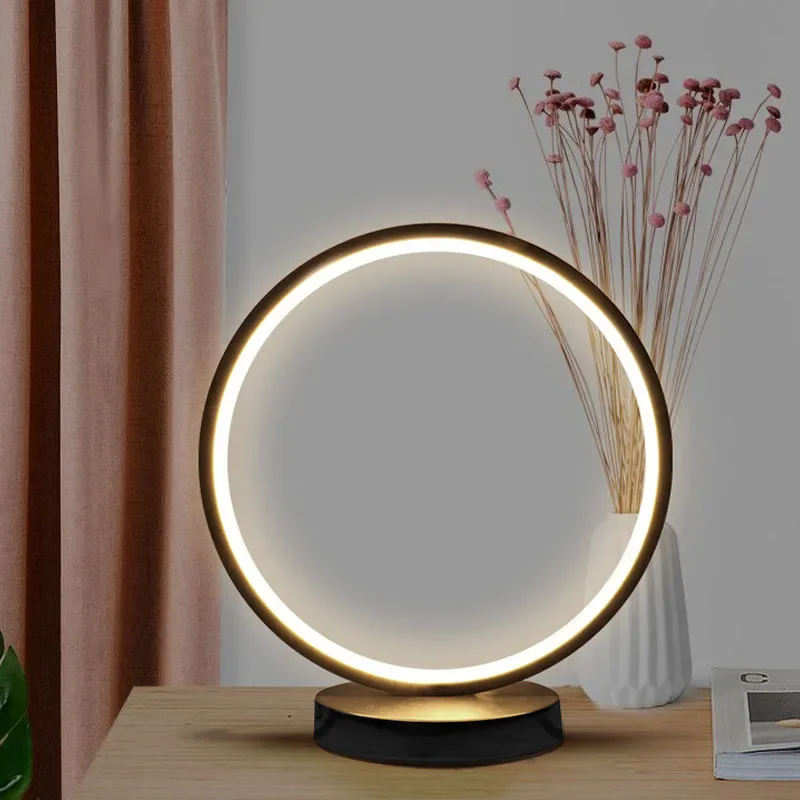 Creative Circle Table Lamp  Chinese Table Lamp Study Eye Protection USB Rechargeable Bedroom Bedside Decorative Night Lights