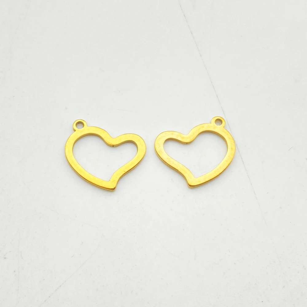 Gold Stainless Steel Tiny Heart Pendant 5Pcs/Lot 0.43*0.47inch(11*12mm) Necklace Small Heart Charm Diy Making
