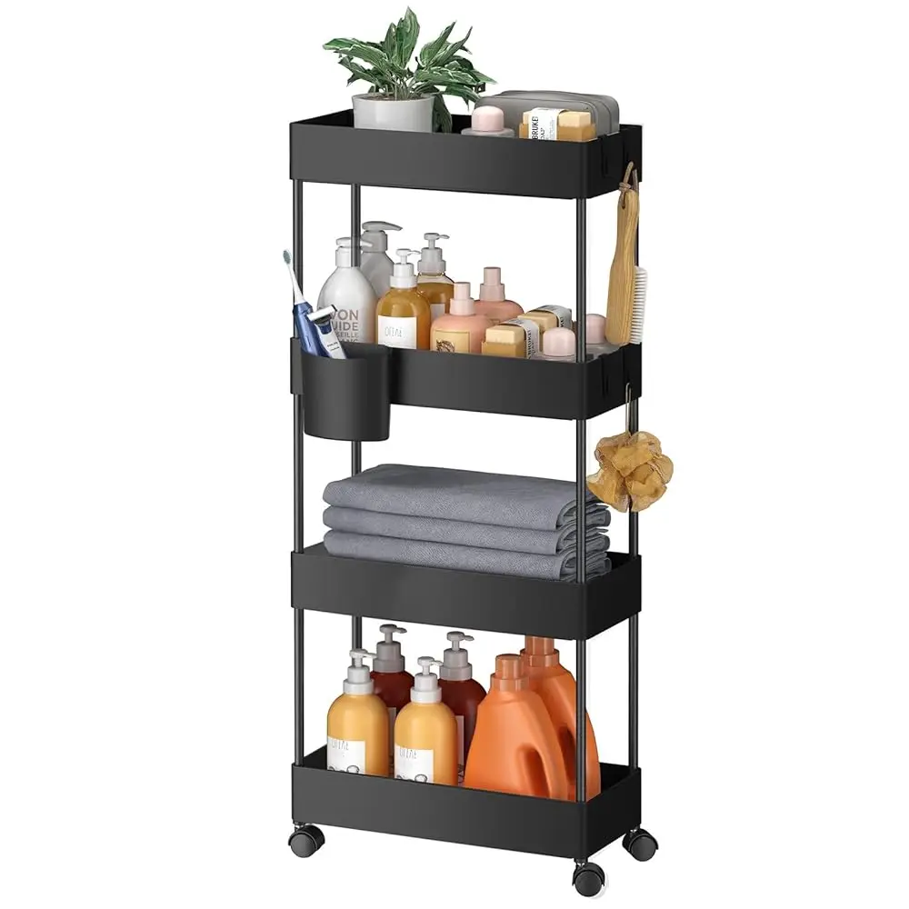 

Slim Storage Cart With Wheels, Bathroom Cart Organizer Bathroom Storage Small, Rolling Cart For Bathroom, Laundry Room,