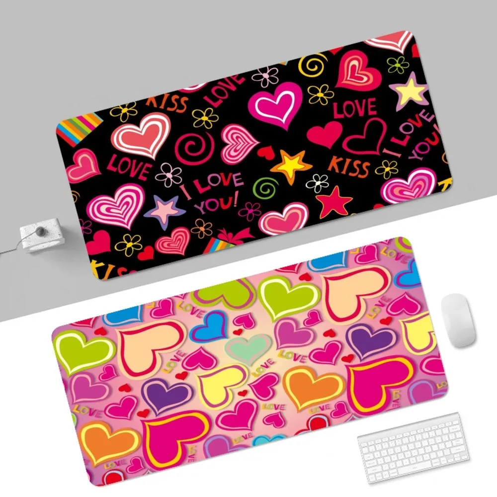 Loving Heart 80x30cm XL Lockedge Thickened Mouse Pad Oversized Gaming Keyboard Notebook Table Mat For Teen Girls Bedroom #2
