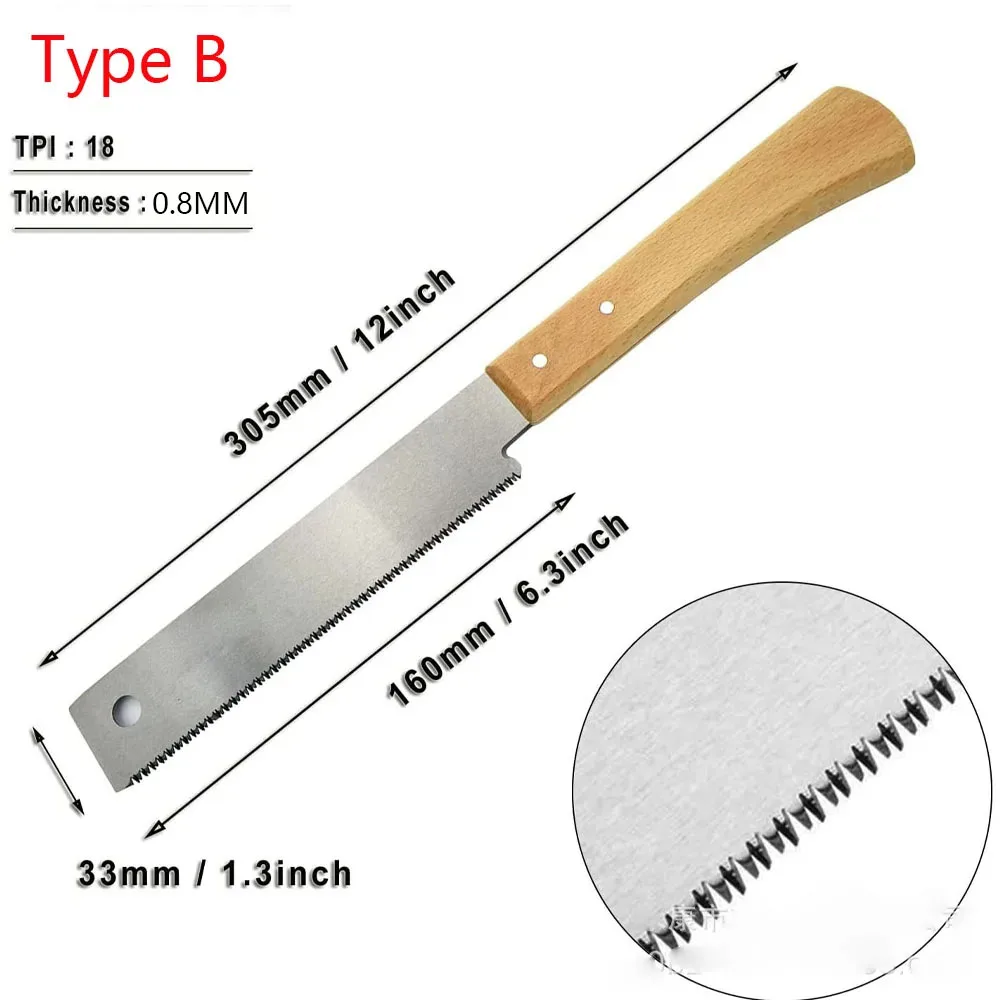 1pc Japanese Saw 6 Inch Double Side Hand Pull Saw 14&17TPI SK-5 Steel Flexible Blade Flush Cut Saw for Woodworking Household