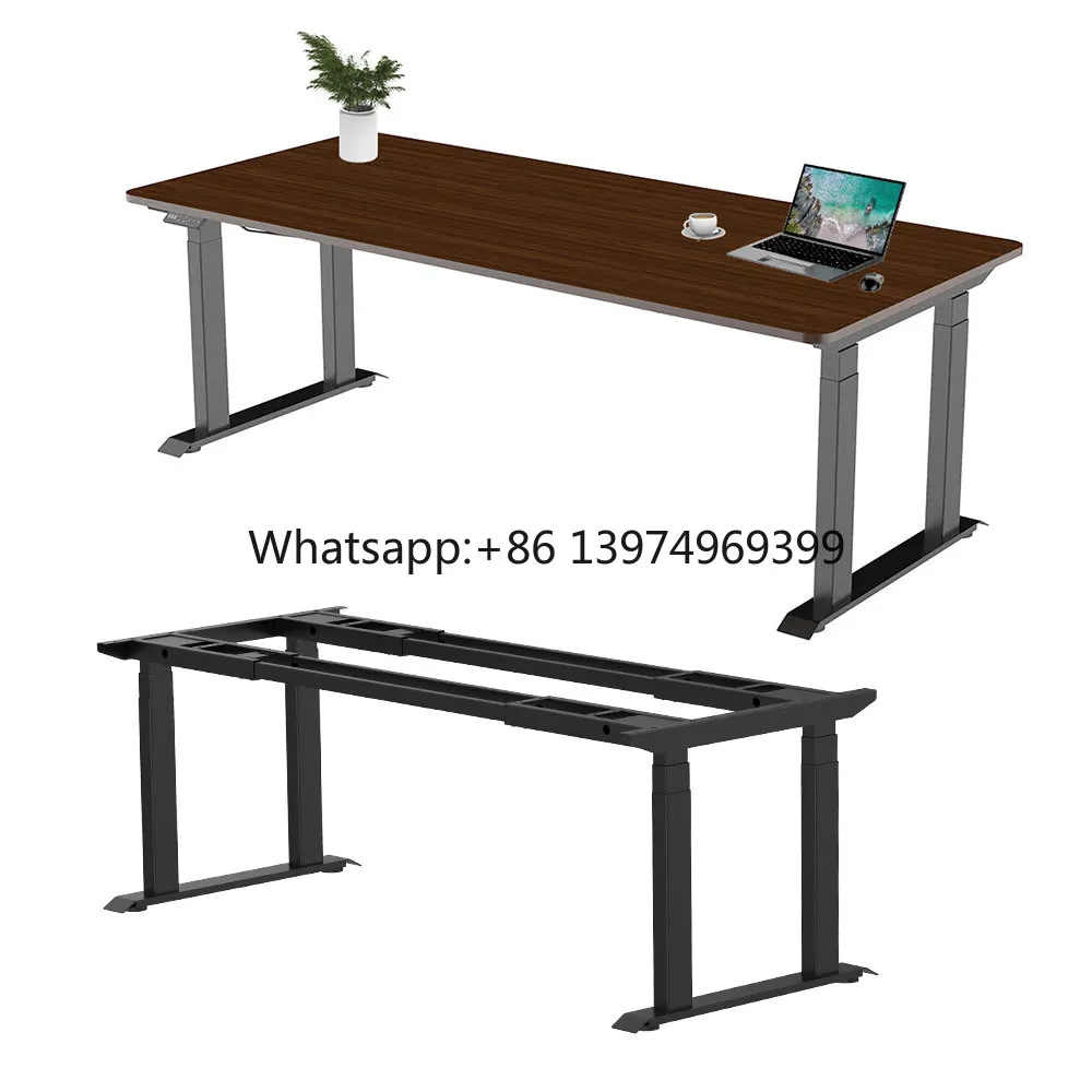 Home Office Height Adjustable Smart Four Leg Electrical Adjustable Desk Frame Standing Desk Dual Motor With Four Legs