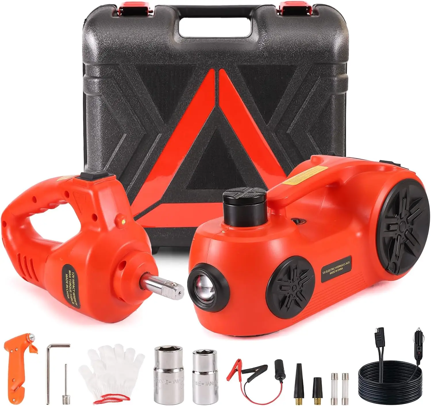 

Electric Car Jack Kit 5 Ton 12V Hydraulic Floor Jack with Impact Wrench Tire Inflator Pump for Vehicle Emergency Repair Kit