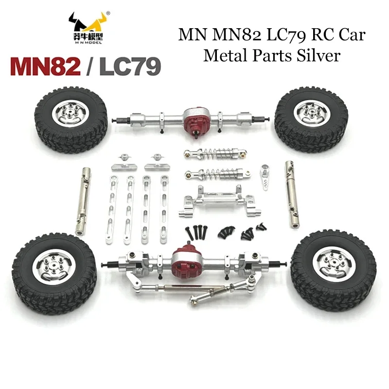 Metal Silver Upgrade, Front and Rear Assemblies, Kit, for MN Model 1/12 MN82 LC79 MN78 Red RC Car Parts