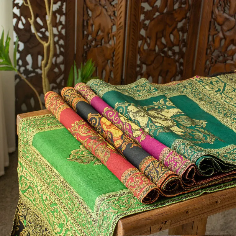 Handmade Southeast Asia Thailand Fabric Upholstery Table Flag Zen Philosophy Mat Fabric Temple Worship Meditation Study Rooms view 3