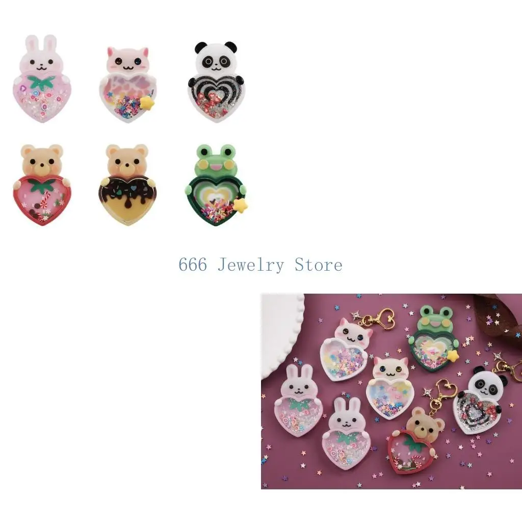 

F2TD Rabbit Bear and Heart Silicone Molds for DIY Shakeable Resin Jewelry