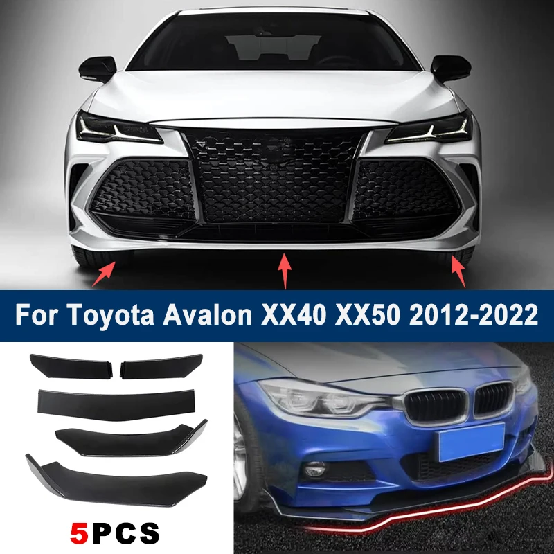 

Adjustable 5Pcs Sectional Front Spoiler Lip For Toyota Avalon XX40 XX50 2012-2022 Front Bumper Splitter Sport Body Kit
