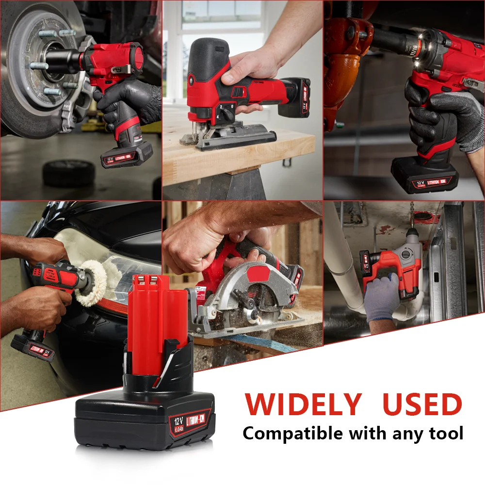 FOR milwaukee M12 Battery Power Tool Replace for milwaukee Rechargeable Li-ion Battery 12V 3-6Ah 48-