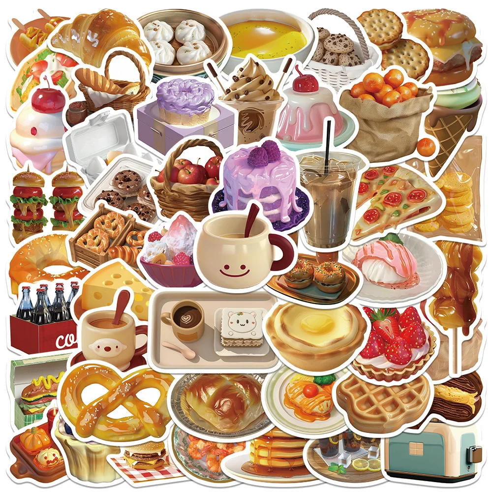 10/30/50PCS INS Style Simulation of Delicious Food Sticker DIY Phone Laptop Luggage Skateboard Graffiti Decals Fun for Kid Toy