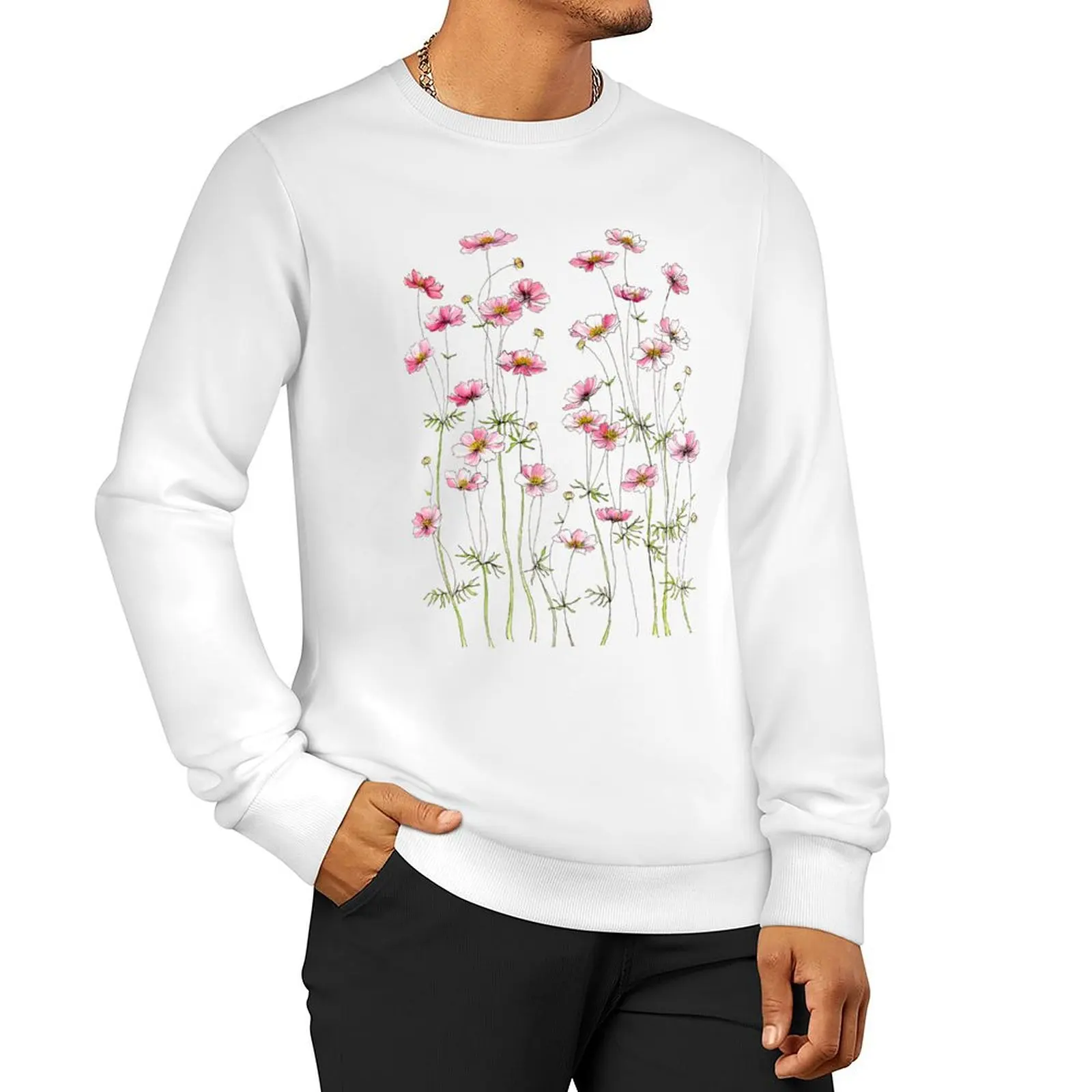 Rosa Kosmos Blumen Sweatshirt Trainings anzug Männer Grafik Sweatshirts