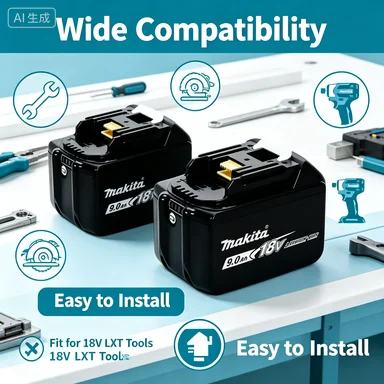 Compatible For Makita 18V 9Ah/6Ah Lithium‑Ion Replacement Battery Fit DTW700 DDF487 DTD173 DGA404 HR140D DJV182 Power Tools