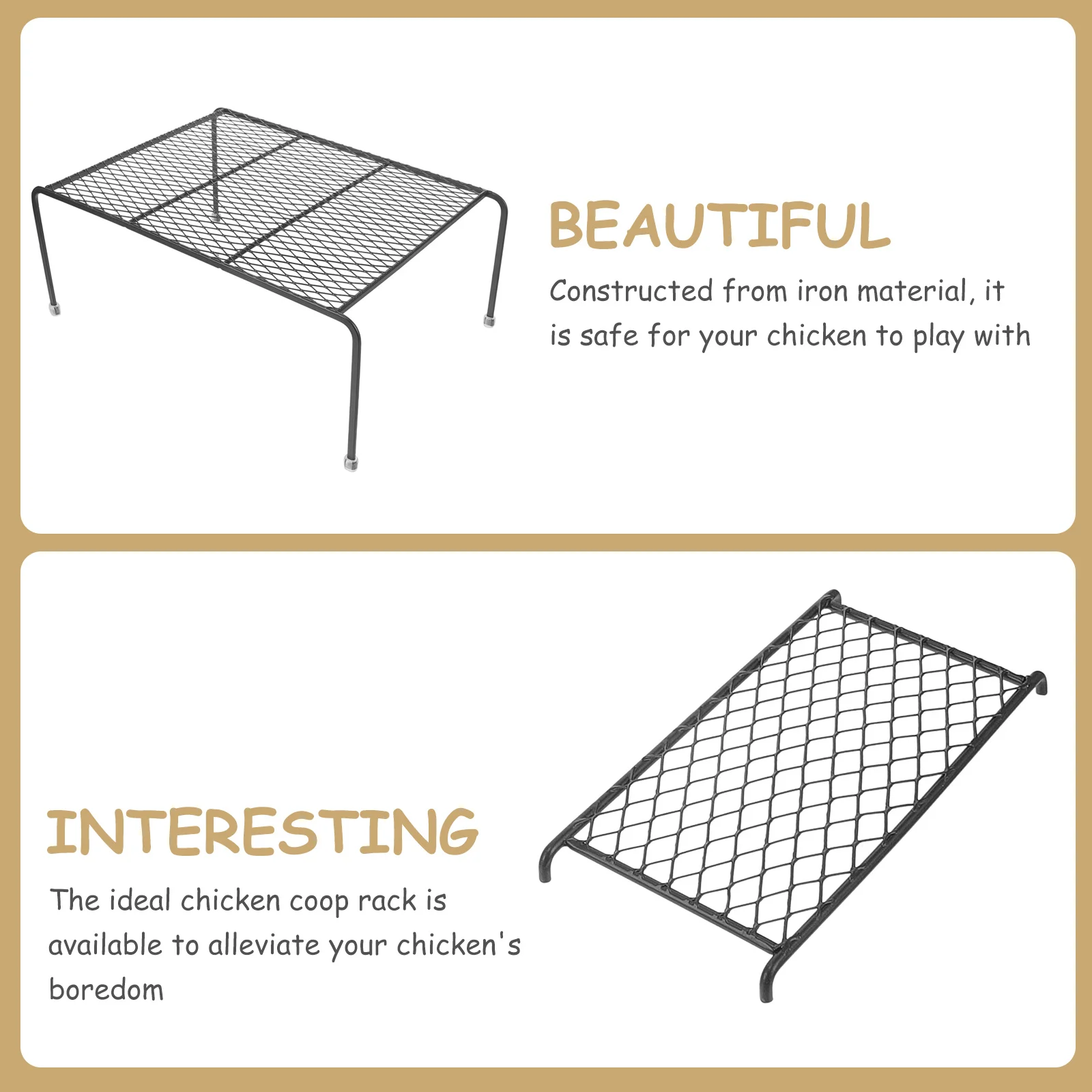 

Pet Bird Cage Platform Durable Metal Chicken Coop Rack Hollow-Out Design Farmhouse Rutin Chicken Climbing Exercise Stand