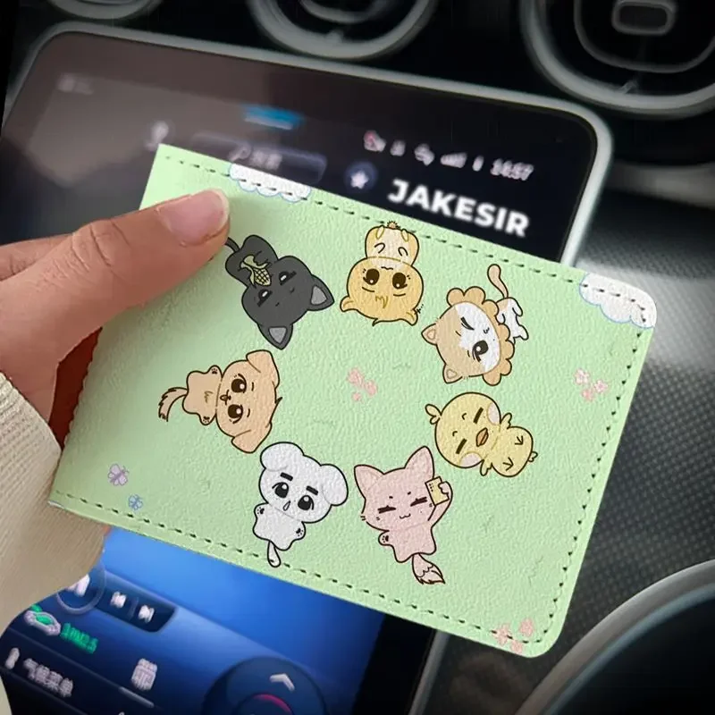 

ENHYPENS Cute Anime Merchandise Driver License Cover 2-in-1 Vehicle License Holder Personalized PU Leather Card Case Supplies