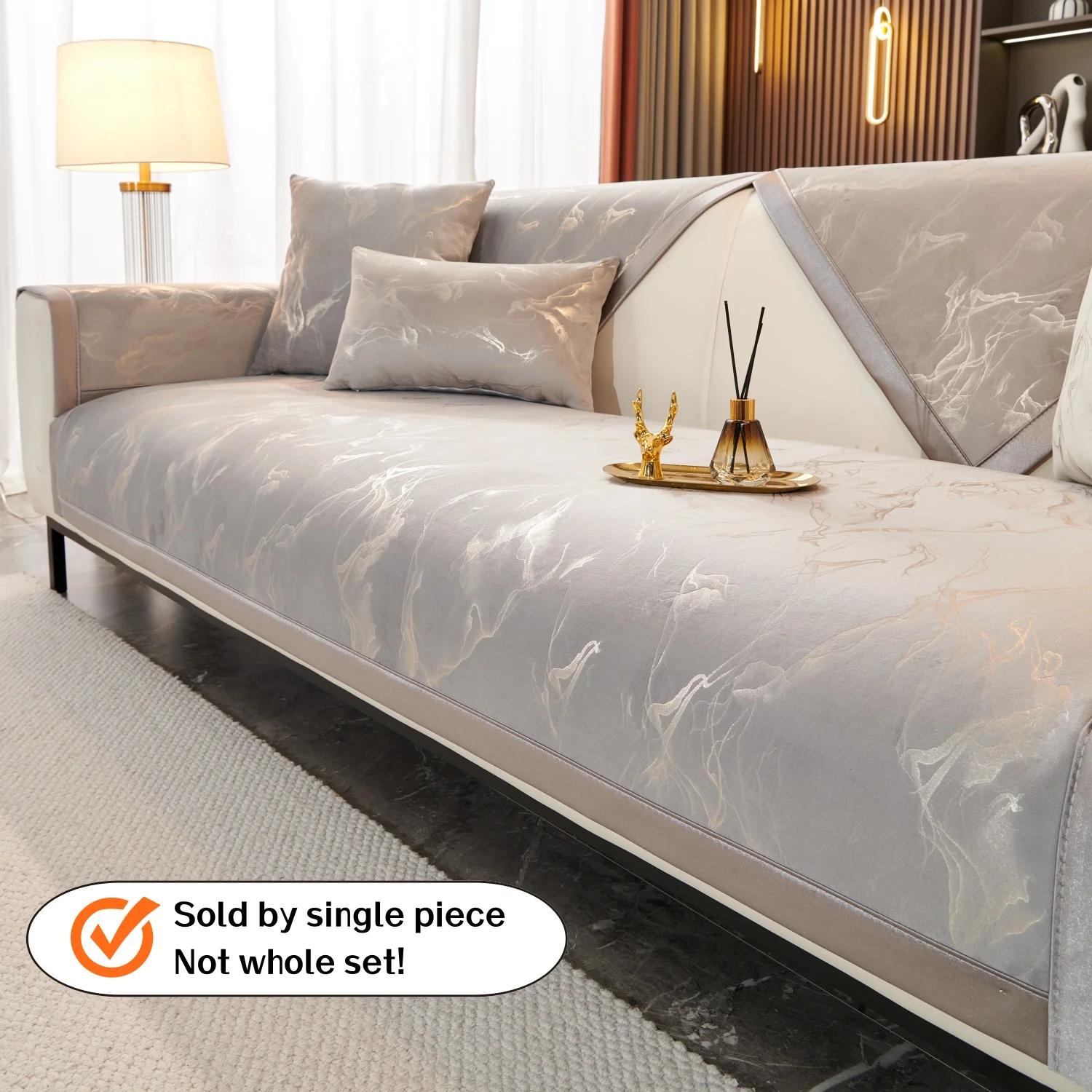 NONE Golden Bronzing Velvet Anti-Rutsch-Sofabezug, Four Seasons Couch-Kissenbezug für Wohnzimmer, Möbelschutz, Sofa-Handtuch 3