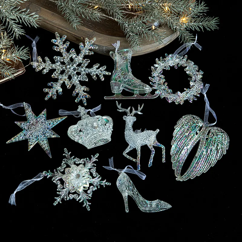 

New Christmas decorations, Christmas tree decorations, acrylic hanging decorations, colorful transparent ice crystals