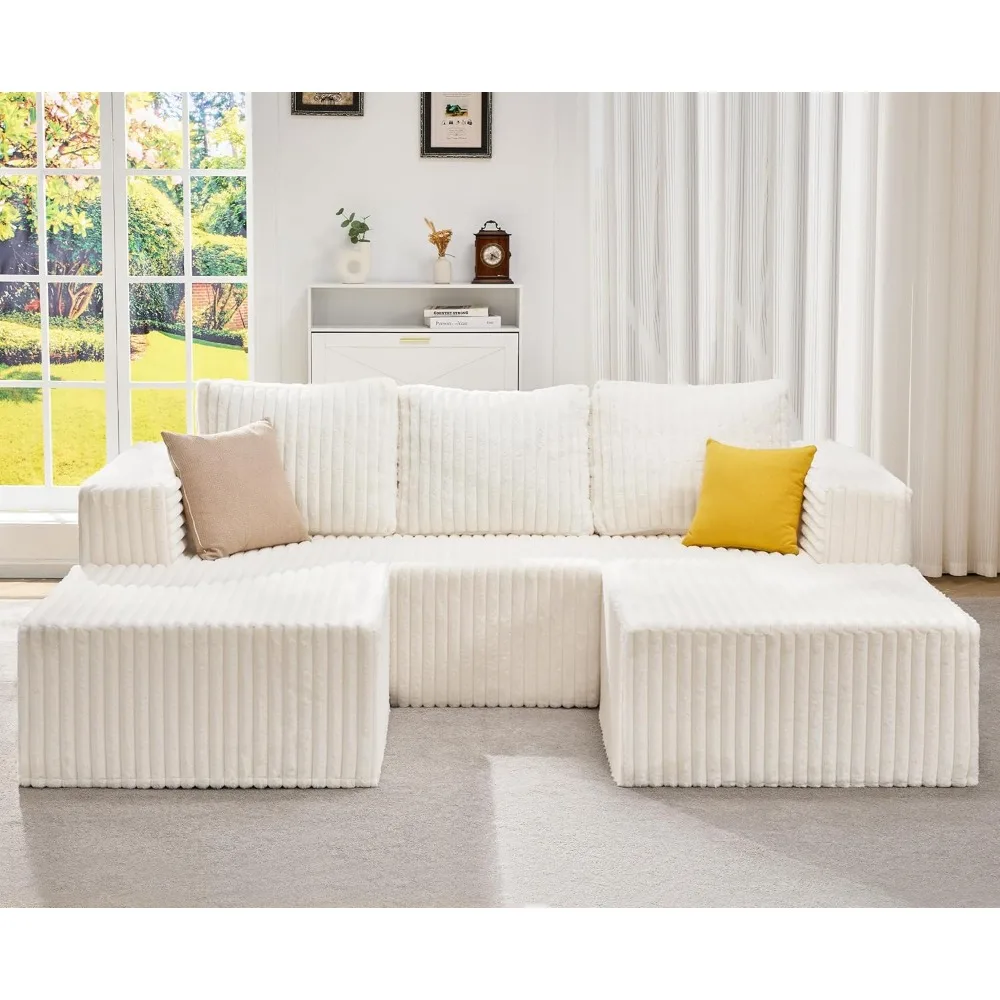 

Modular Sectional Sofa Memory Foam Couch Oversized Sectional Sofa 3-Seater with Chaises Cloud Couch with Removable Cover