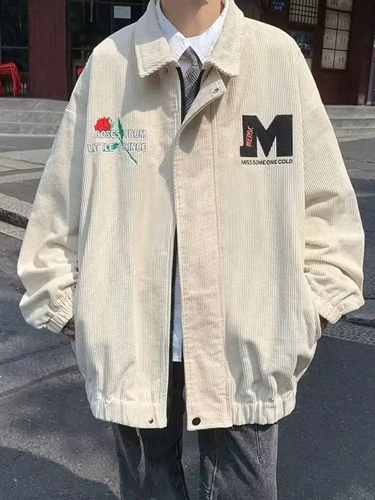 

Neutral Sle Loose Fit Letter Print Jaet Coat Faionable Versatile Autumn Outerwear for Men Polyester Fabric Casual Youth...