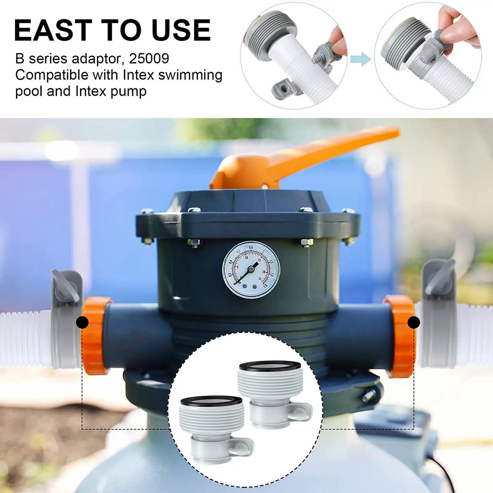 

1.25inch to 1.5inch Hose Adapter Plastic Pool Conversion Connector for Saltwater System and Pump Fittings