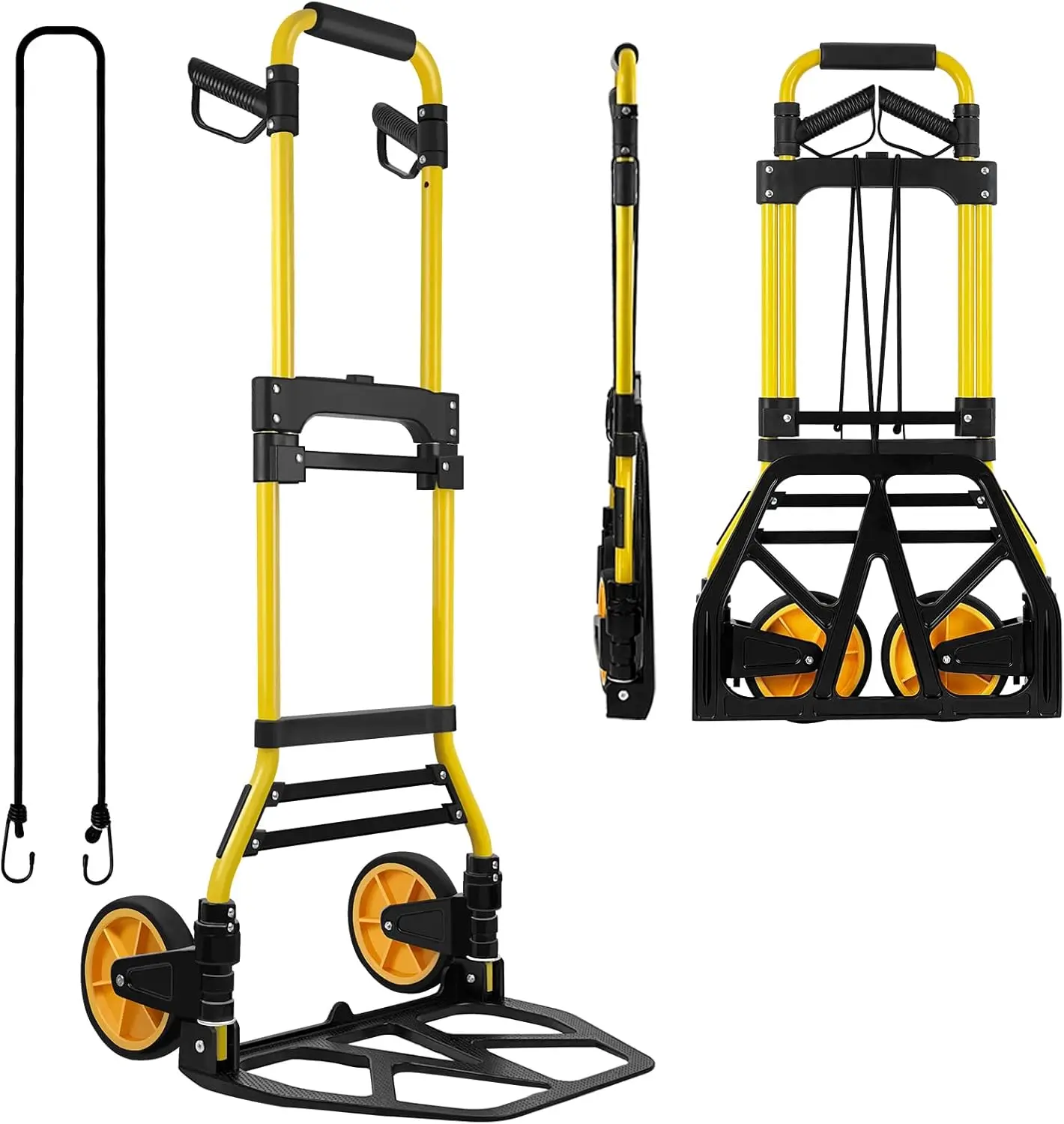 

Portable Folding Hand Truck with 440lbs Capacity, Rubber Wheels & Retractable Handle for Easy Transport