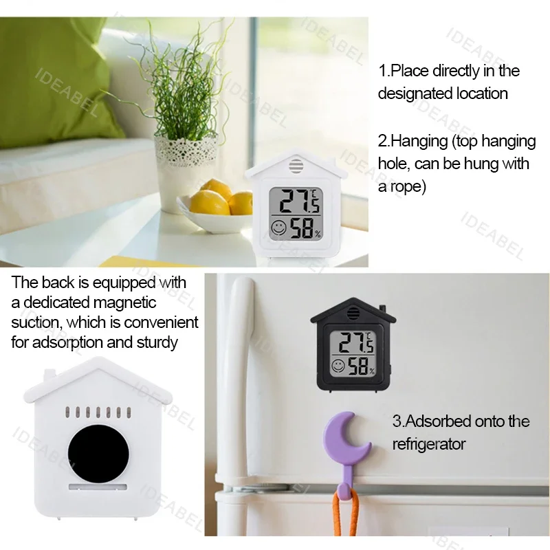 IDEABEL 1-4PCS Mini LCD Digital Thermometer Hygrometer Indoor Room Temperature Humidity Meter Sensor Gauge Weather Station