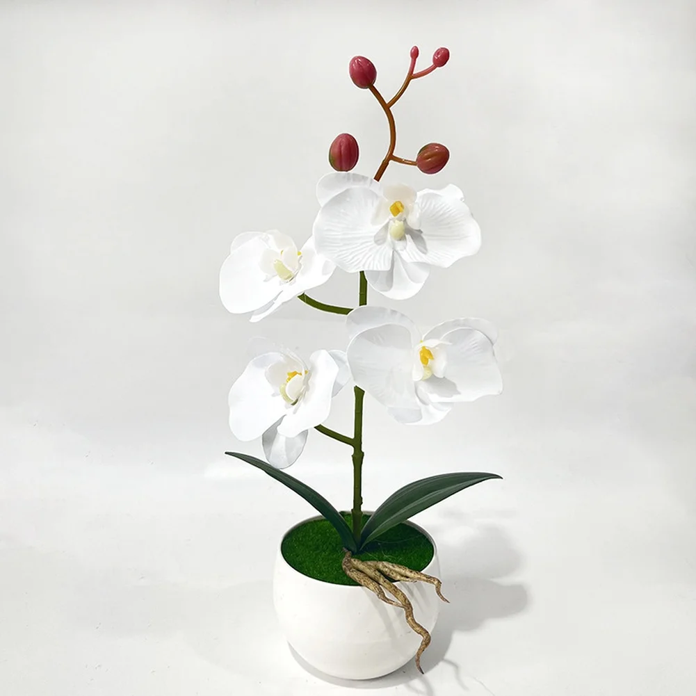 Artificial for orchid for Interior Design Living Room Bedroom Office Decor 12in 30.5cm White Pink Purple Orange Film Material