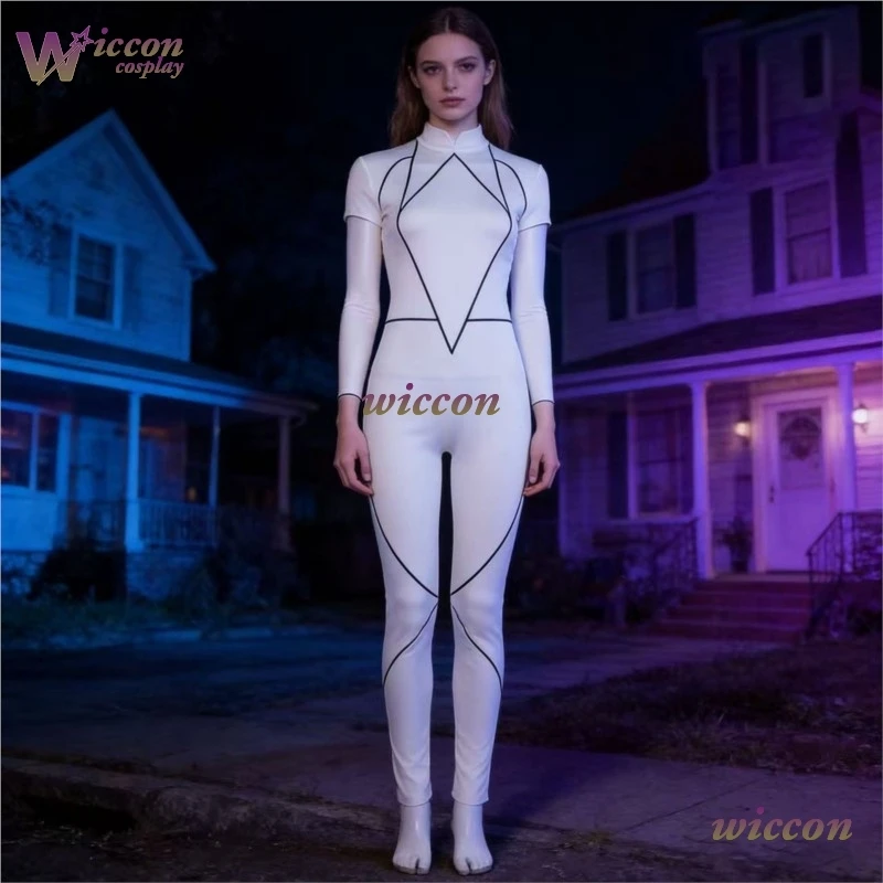 OhYO Eight - Traje de Cosplay de Kali 08, Disfraz de Kali para Mujer, Mono Blanco, Ropa de Cosplay de Personajes Extraños, Conjunto de Halloween para Adultos