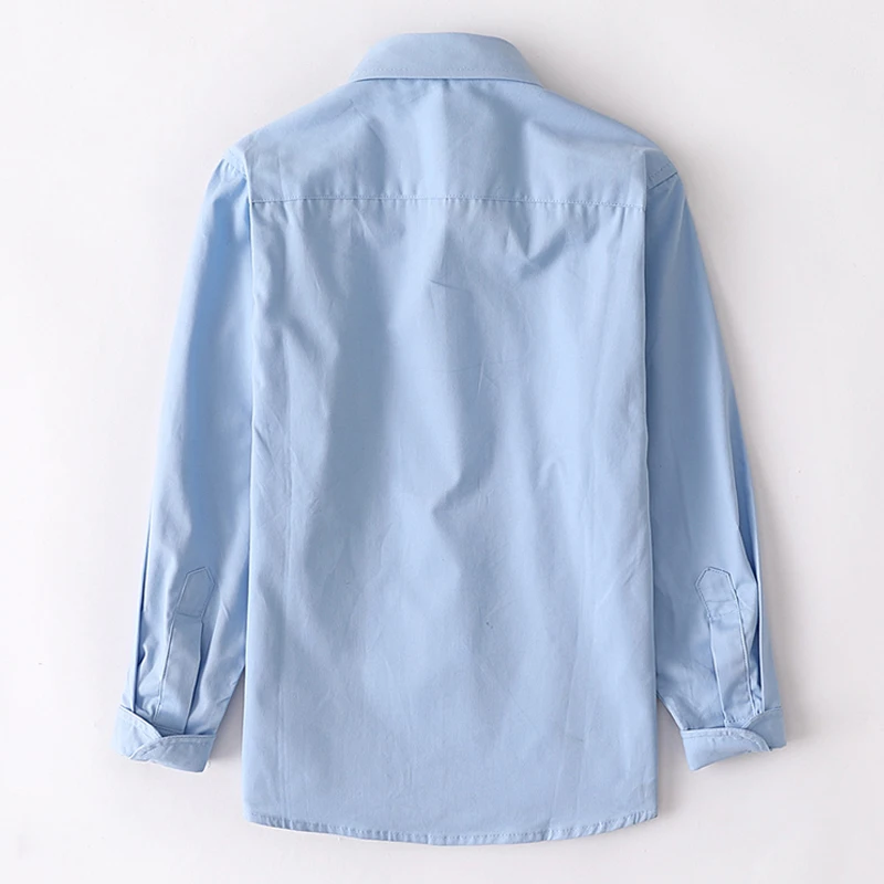 Kids Blue Shirts for Girls School Uniform Blouses for Boy Long Sleeve Preppy Style Cotton Children Clothes Vestidos 6 8 10 14 Y