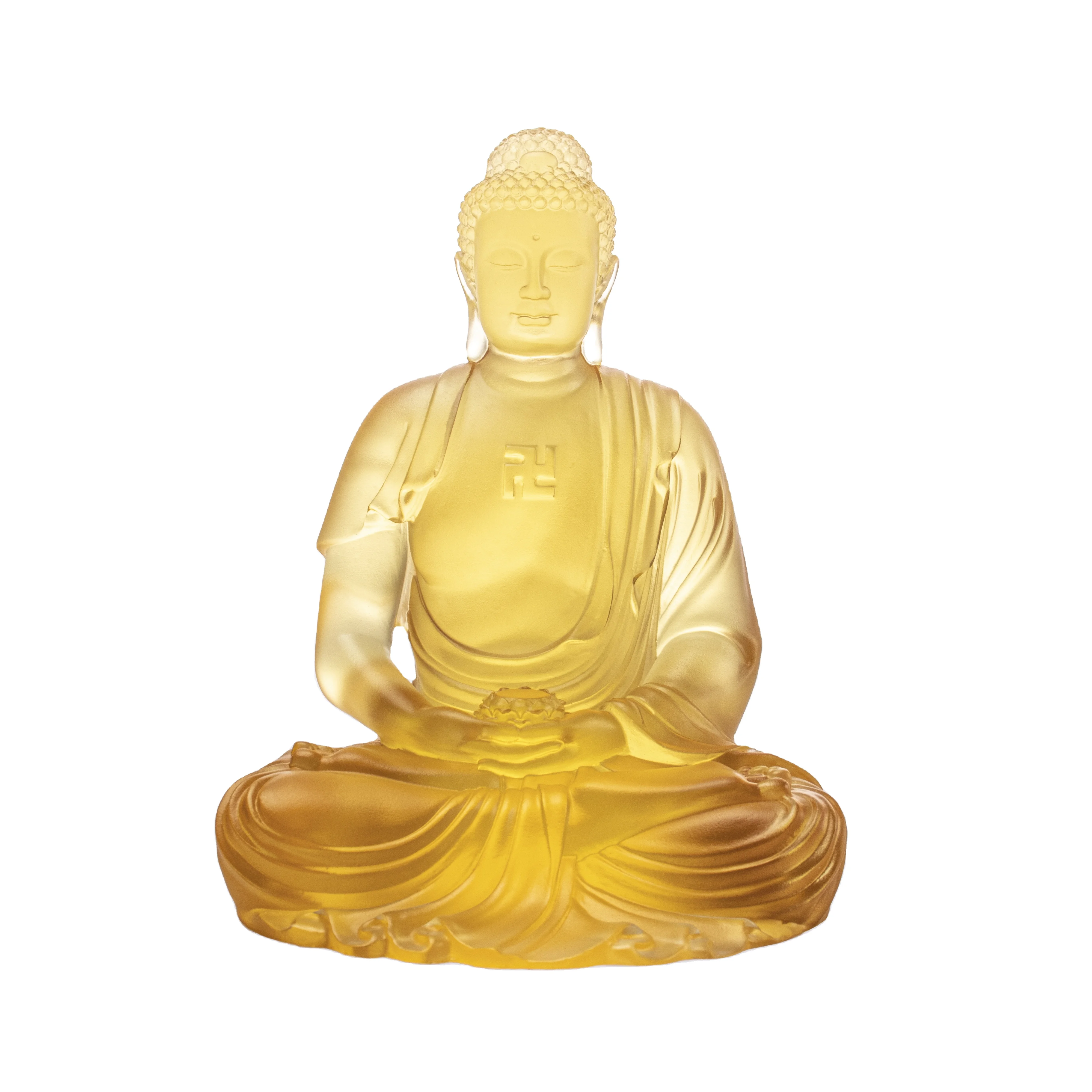 *&r Artfamily Handmade Eco-friendly Crystal Carved Buddha Figurine for Home Decoration Gift Mascot