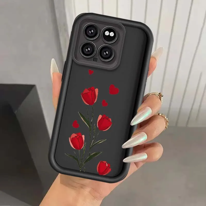 Fashion Art Rose For Xiaomi 15 14 13 13T 12 12S 12T 11 9T pro Lite NE 5G Soft Eye Ladder Phone Case Cover