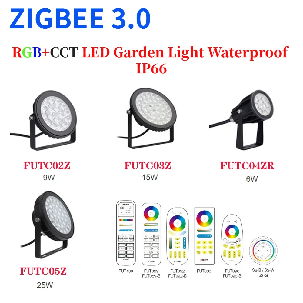 

RGB+CCT LED Garden Light 6W/9W/15W/25W Zigbee 3.0 Waterproof IP66 FUTC02Z Smart Outdoor Lawn Lamp Voice/App Control AC110V-220V