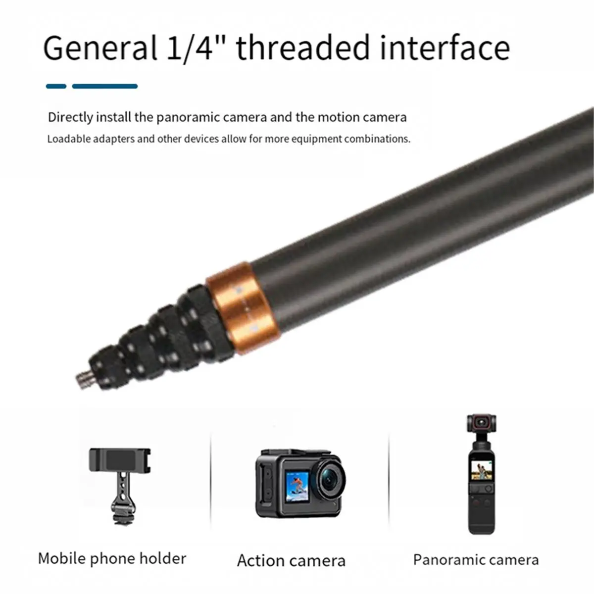 Carbon Fiber Extended Edition Selfie Stick Adjustable Extension Pole for Panoramic Camera & Action Camera