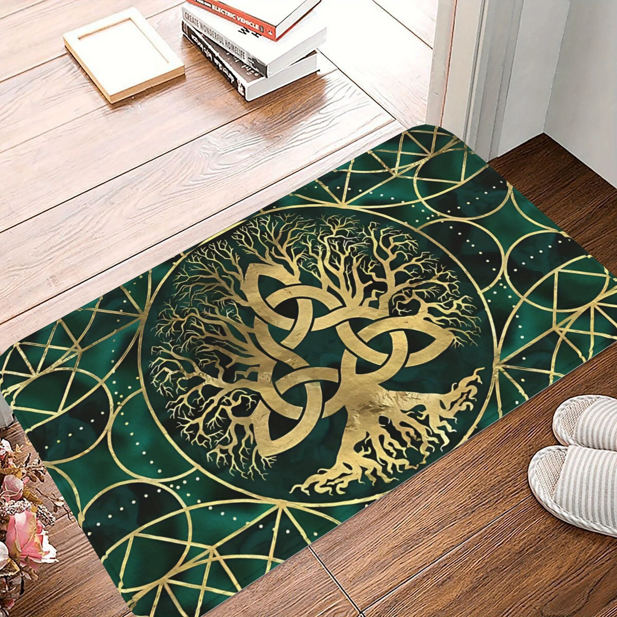 Tree of Life Rug Triquetra & Celtic Art Decorative Floor Mat – 31x20 Inch, Soft Non-Slip Doormat for Entryway & Bathroom