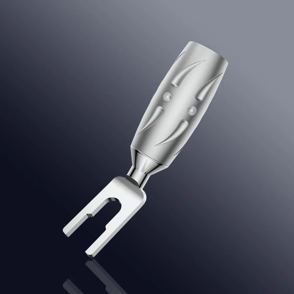 Viborg VS701R Pure Red Copper Spade Plug Rhodium Plated Spade Fork Plug Screw Locking Banana Connector 4PCS