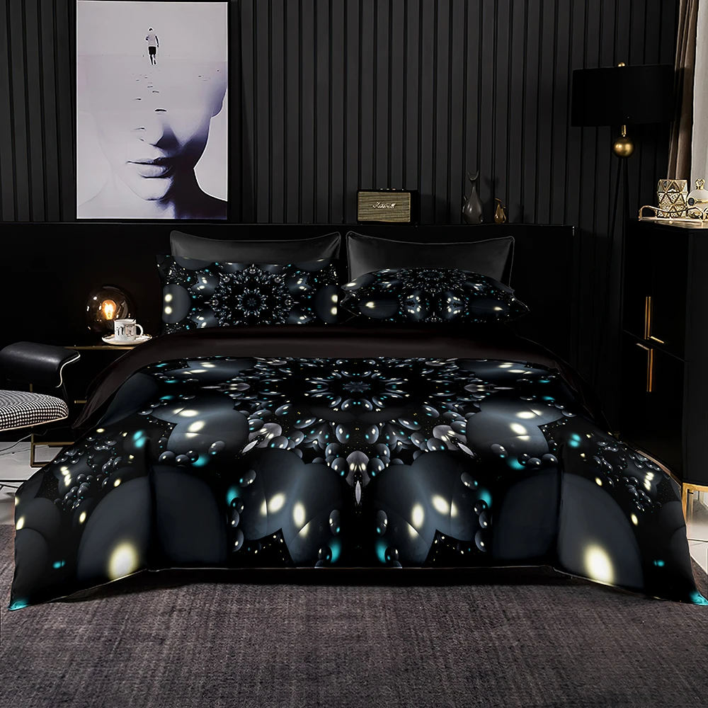 

Luxury Soft Bedding Set Purple Optical Tape Pattern Duvet Quilt Cover Pillowcase Romantic Euro Set for King Queen Size