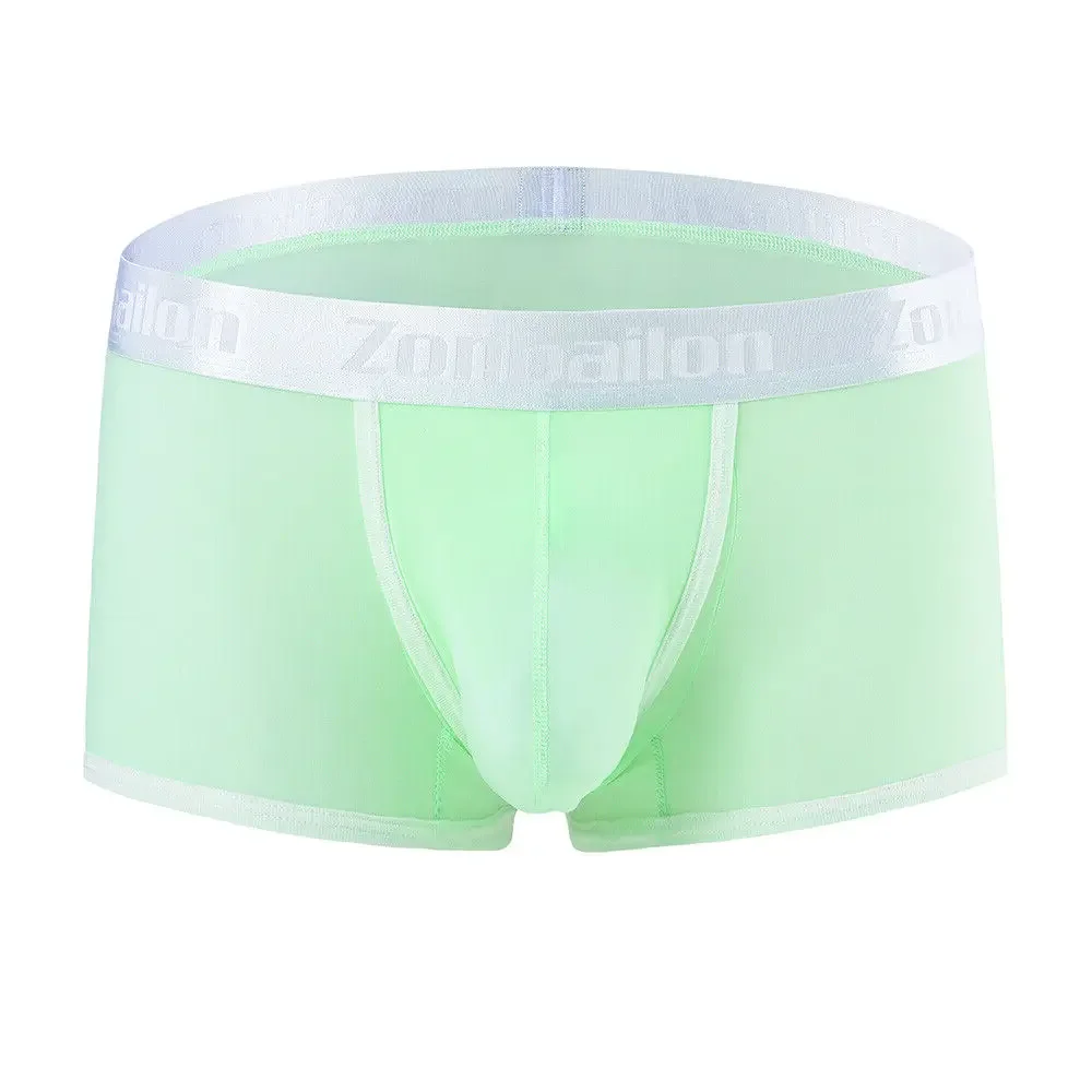 Jinshi Mens Mesh Boxer Briefs With Ball Pouch Sexy See Through Underwear For Men