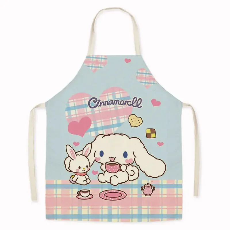 Sanrio Cinnamoroll Kitty Cat Anime Kawaii Anti-fouling Sleeveless Apron Workwear Home Kitchen Cooking Baking Apron Cleaning