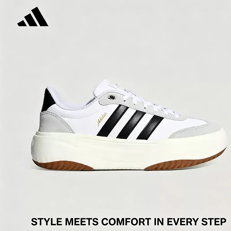 2026 Ladies Adidas Platform Casual Shoes Synthetic Leather Lightmotion Cushion Rubber Sole Street Daily Sneakers KH6913