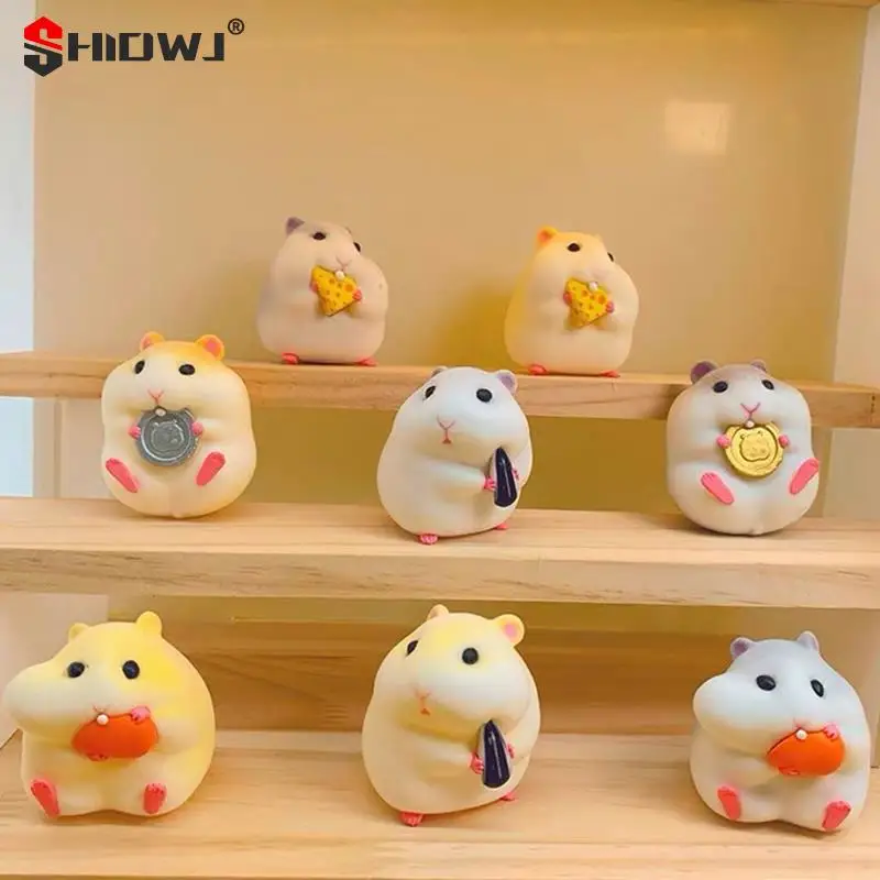 Cute Hamster Stealing Eat Melon Seed Auto Dashboard Ornament Gourmet Hamster Figures Car Interior Decoration Accessories