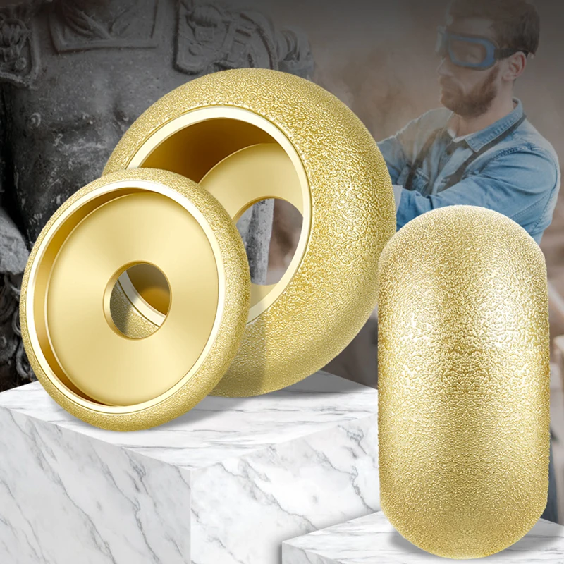 Bore 20mm Dia 3inch 75mm Roman Column Dry Vacuum Brazed Diamond Grinding Wheel Marble Demi-bullnose Edge Profile Grinding Disc