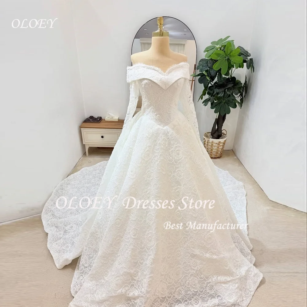 

OLOEY Свадебные платья с открытыми плечами и аппликациями для невесты на шнуровке Милое свадебное платье Vestidos De Novia Robe De Mariée