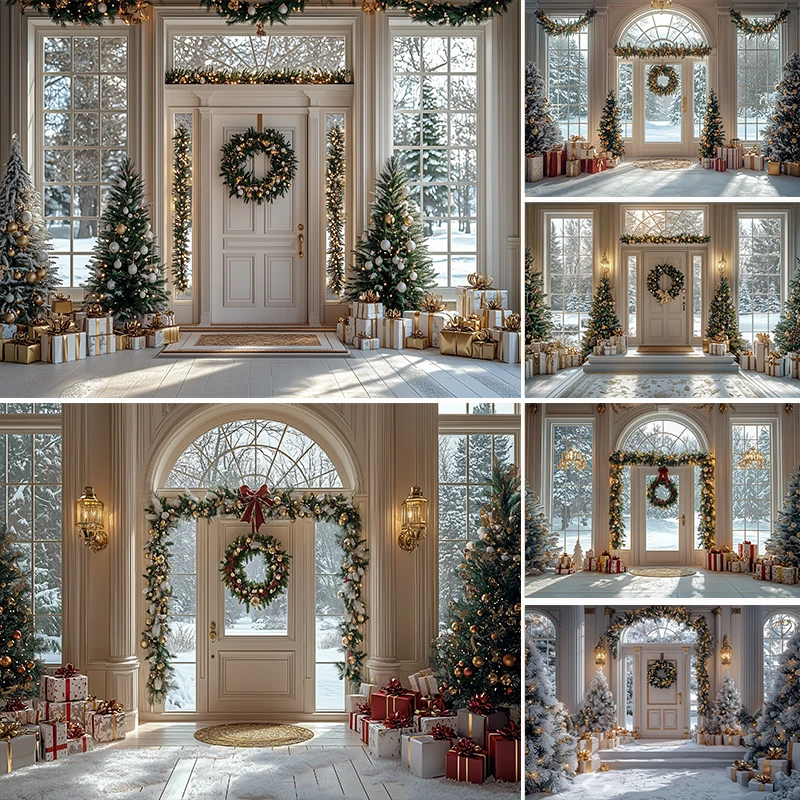 

LS Winter Christmas Windows Backdrops Kids Family Photography Child Adult Photocall Streets Stores Snowflake Backgrounds