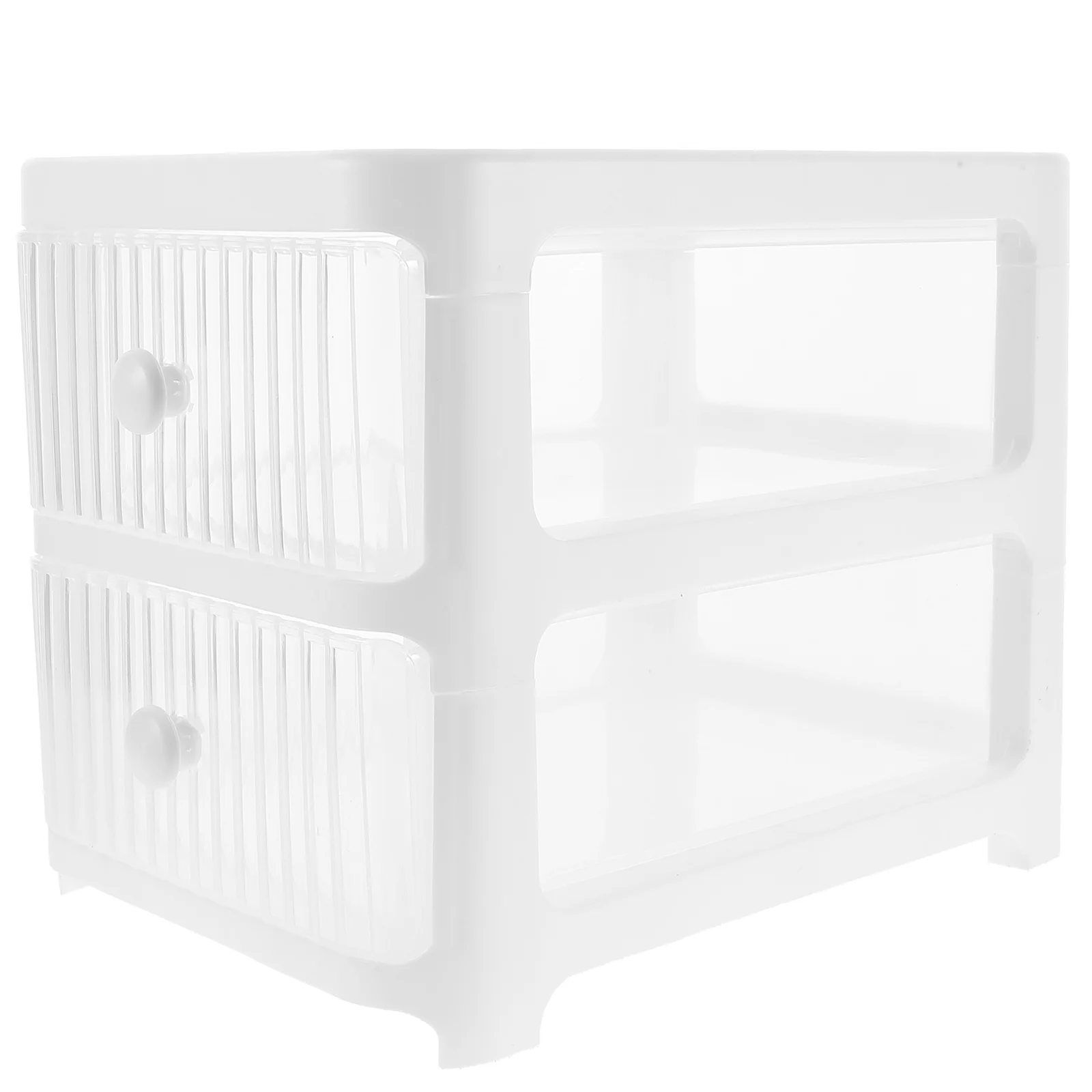 

Transparent 2 Layers White Drawer Storage Box Desk ganizer Makeup Stationery Holder Plastic Case Home Use Storage Solution
