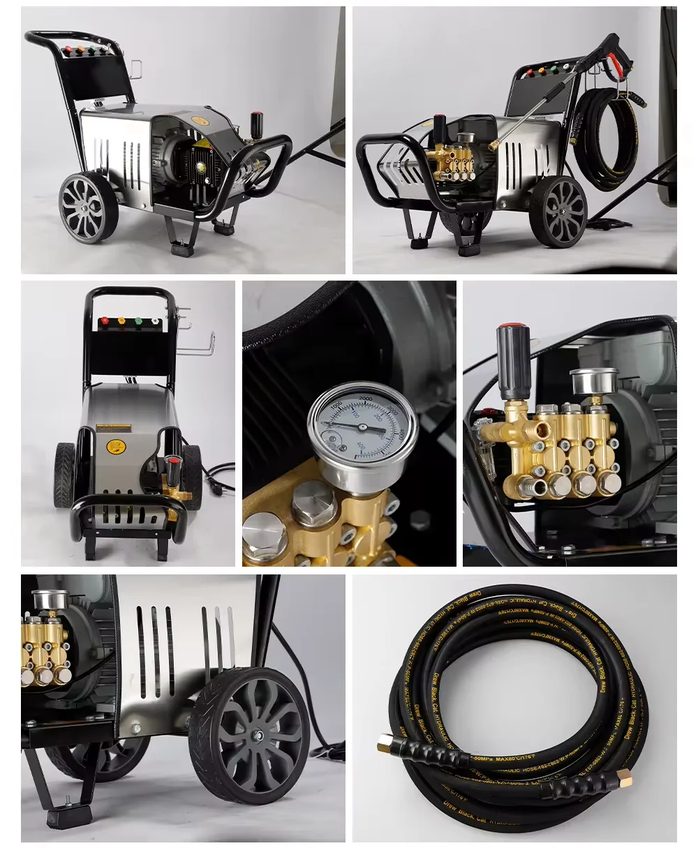 Portable High Pressure Cleaner 200 Bar Car Wash Machine / 250 Bar 4000W  Electric High Pressure Car Washer Machine